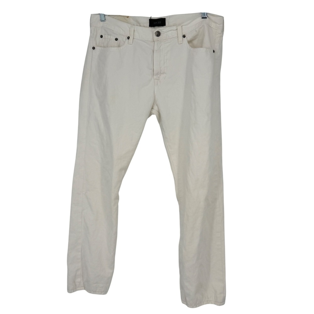 Spurr Off White Cream Slim Fit Jeans Cotton Denim Pants Mens 36x27‎